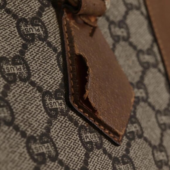 GUCCI GG Plus Supreme Boston Bag PVC Beige Gold Auth bs27274 - Picture 11 of 16